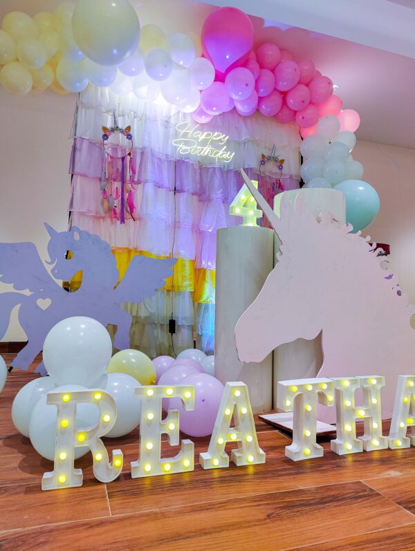 Unicorn Theme Birthday Decoration side view